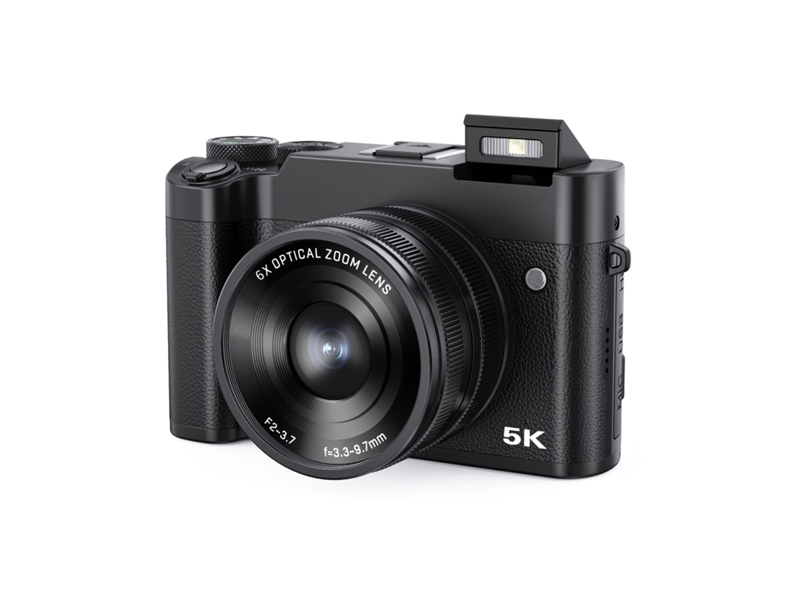 Câmera Digital 5k, Câmeras De 64 Mp Para Fotografia Com Zoom Óptico De 6x E Foco Automático, Câmera De Vlog Wifi (preta)