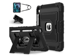 Capa Para Tablet Lurelia, Compatível Com Ipad 10.2 7ª, 8ª E 9ª Geração, Preto, Silicone, Função Sono, Proteção Antiquedas