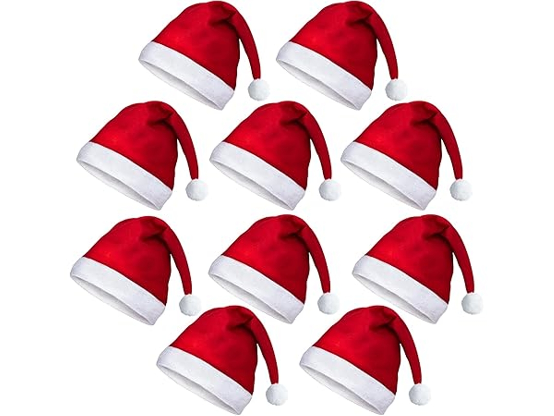 10 Gorros de Natal para Adultos: Vermelhos, Decoração Ideal em Família e uma Escolha Perfeita para Festas, Ergonômico, Uso Diário STELASPLEN