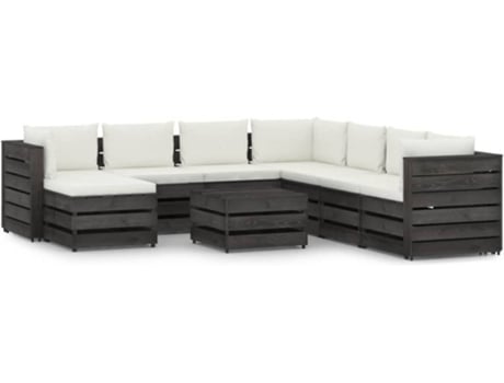 Conjunto Lounge  Com Almofadão 3068398 (Castanho - Madeira - 69 x 70 x 66 cm)
