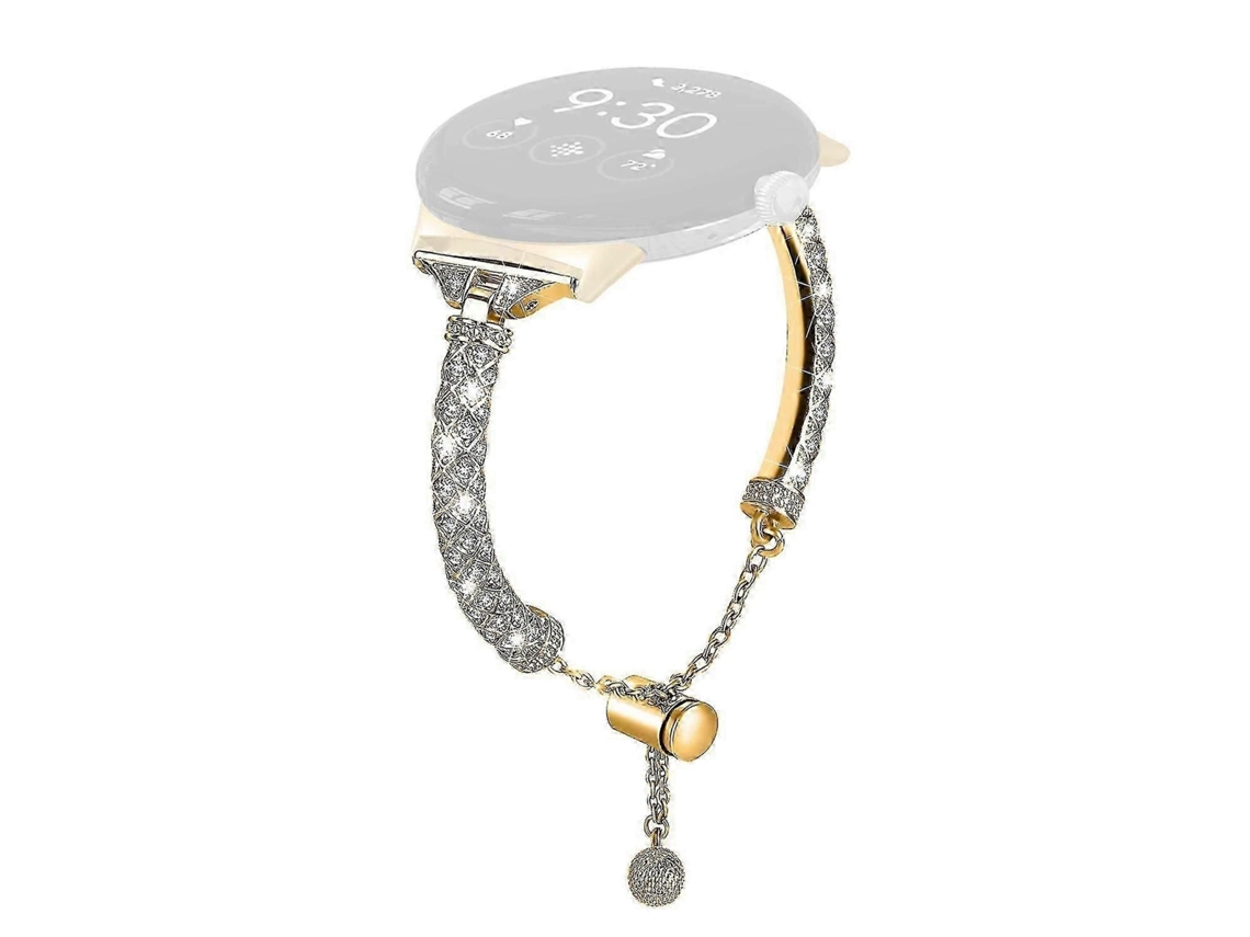 Pulseira Metálica Com Detalhes Em Strass, Pulseira Ajustável Em Cobre Para Smartwatches.