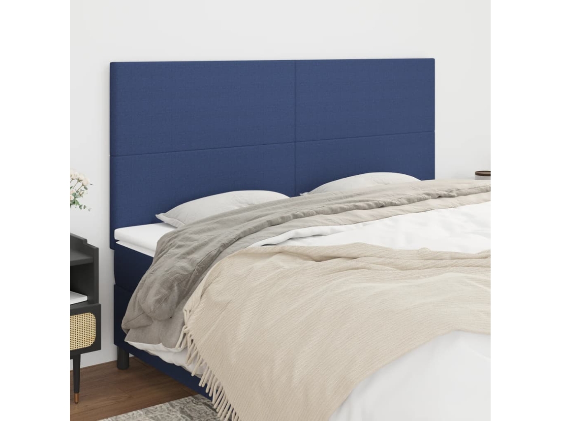 Vidaxl Cabeceira Azul 180x5x118/128 Cm Tecido