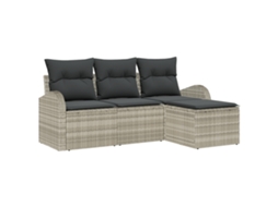 Conjunto 4 Sofá De Jardim Vidaxl Cinzento-claro Vime Pe (55 X 55 X 37 Cm)