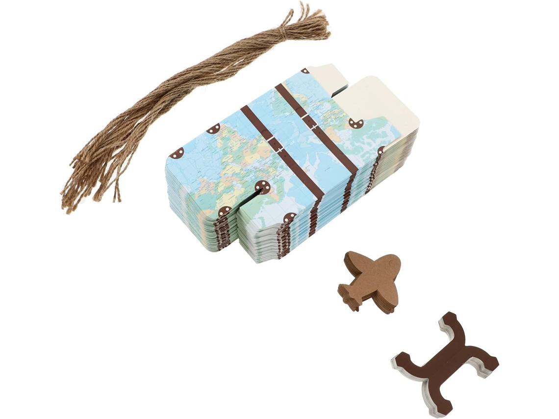 Caixas De Doces Estilo Mala Retrô, 50 Unidades, Material Durável, Azul, Multifuncionais Para Festas E Casamentos, Porta
