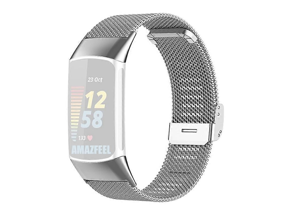 Lurelia Pulseira De Malha Milanesa Ajustável, Compatível Com Fitbit Charge 6/ 5, Metal Luxo, Substituição