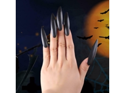 10 Uñas Falsas De Bruja Halloween Para Cosplay Zombie, Uñas Artificiales De Punta Stiletto De Cobertura Completa