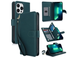 Capa Carteira De Couro Para Iphone 13 Pro - Com Rfid - Para Vários Cartões