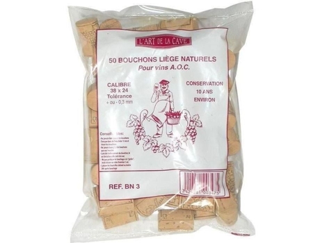 Rolha Cilíndrica De Cortiça Natural Para Vinho Aoc 38x24 Mm Bouchonnerie Jocondi