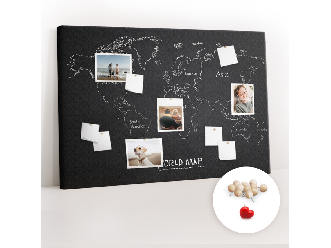 Quadro De Cortiça Países Do Mapa-múndi Para O Quarto Das Crianças Espelharte (120x80 Cm)