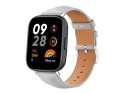 Bracelete para Redmi Watch 3 XIAOMOYU em Couro Preto com Cabeça Chata Cinza (20mm)