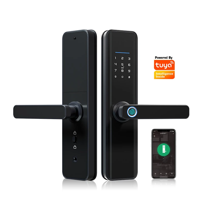 (preto) Datas biométricas inteligentes sem Wi-Fi de alta segurança com leitor de impressão digital e Wi-Fi