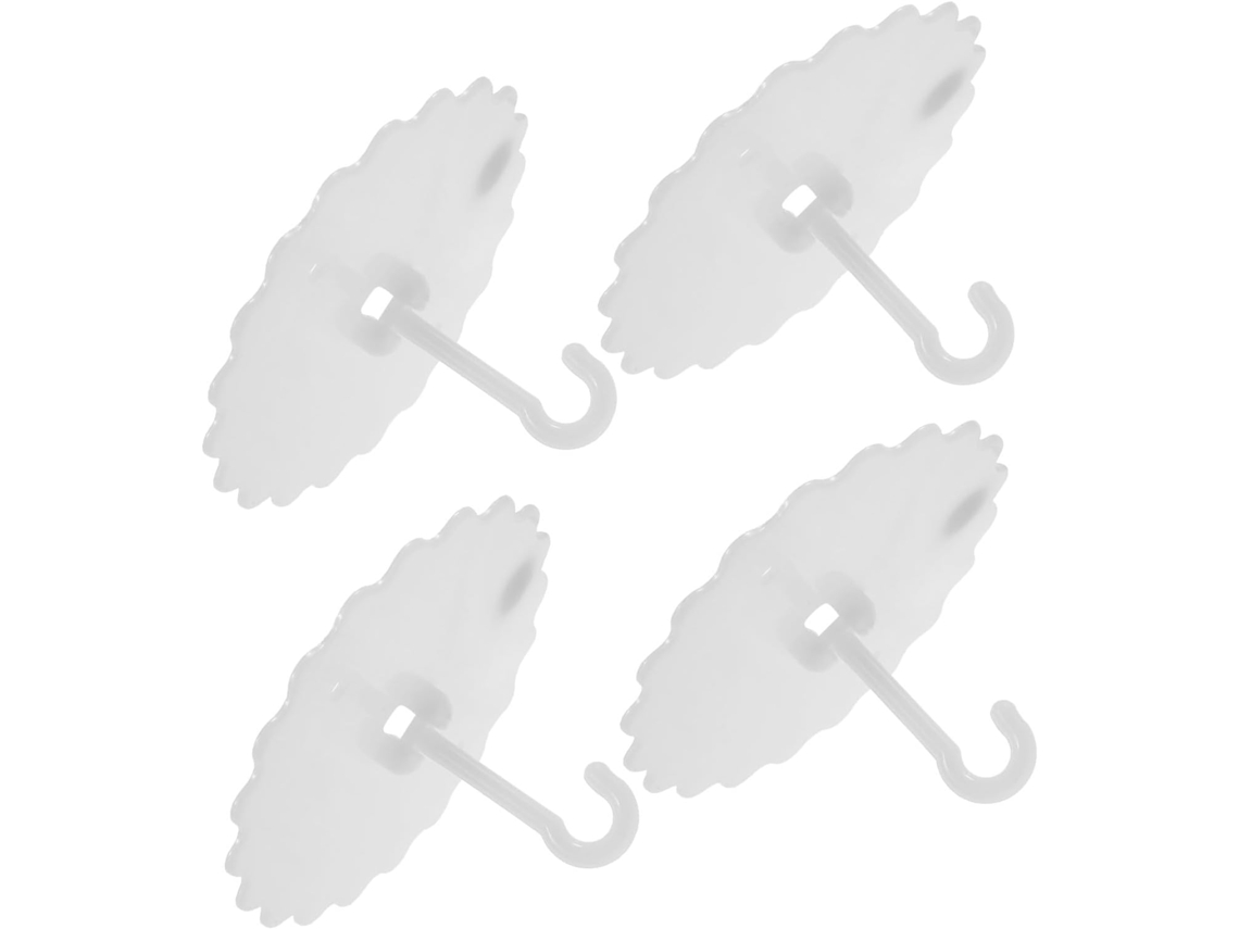 Conjunto De 4 Ganchos Adesivos Para Teto Em Material Abs Branco, Duráveis E Autoadesivos.