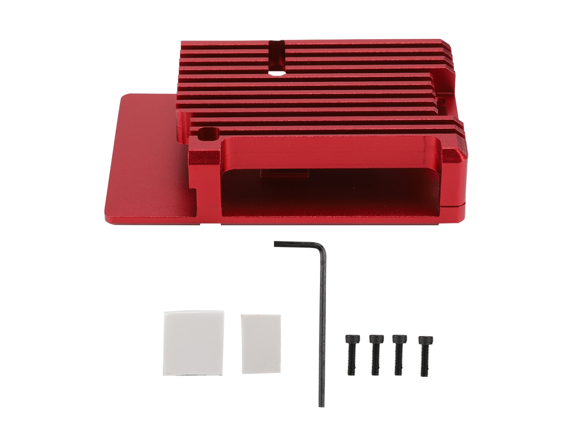 Carcasa De Liga De Alumínio Cnc Com Slot Externo, Enclosure Interno De Coluna Quente Para Raspberry Pi 4, Capa Vermelha Com Ventilador