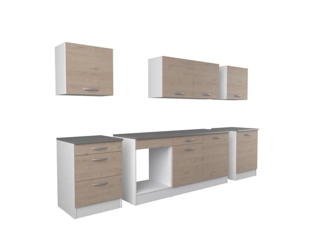 Cozinha completa 300 cm - decoração em carvalho - bancada incluída YOUDOIT