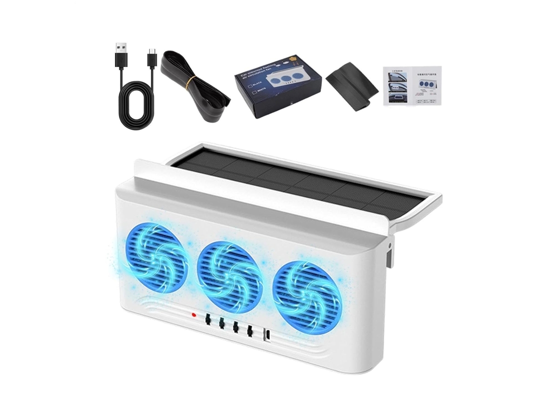 Exaustor Ventilador De Carro Movido A Energia Solar Com 3 Tomadas