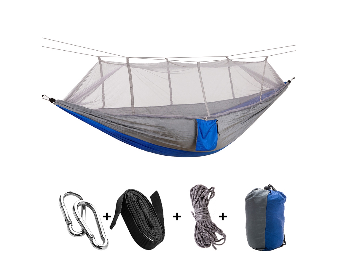 Rede de Camping Portátil com Mosquiteiro para Diversas Aplicações CHABERLU (cinza e Azul)