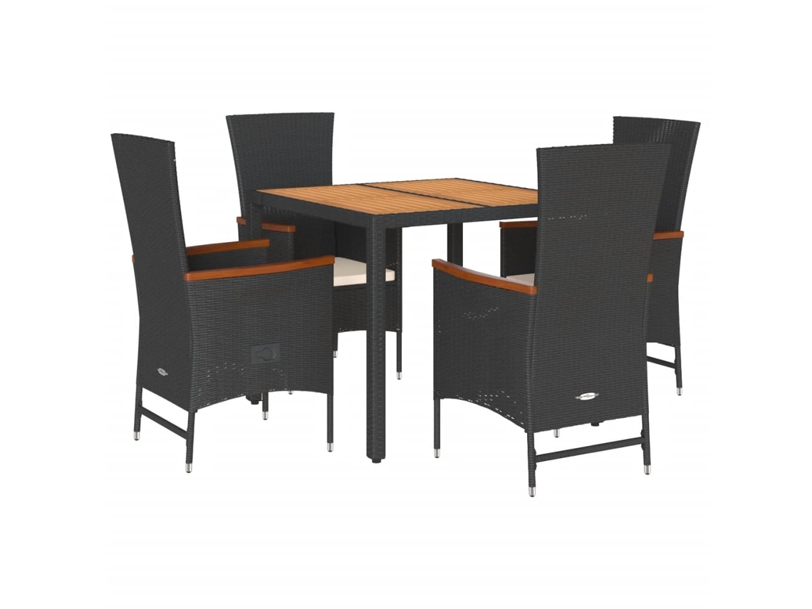 Garden Dining Set, Garden Dining Sets Vidaxl Preto Rattan / Vime (mesa Com 90 Cm De Comprimento)