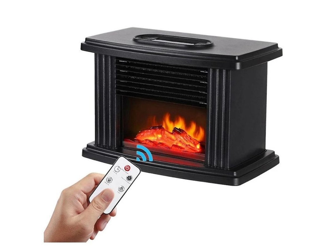 2026-calentador De Chimenea Eléctrica 1000w Con Control Remoto, Flama Realista, Portátil, Negro Negro
