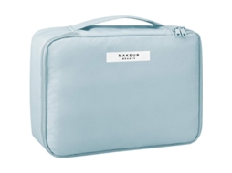 2026-linjou Bolsa De Maquiagem Grande Impermeável Para Viagens Com Compartimento De Pinceis Azul Azul