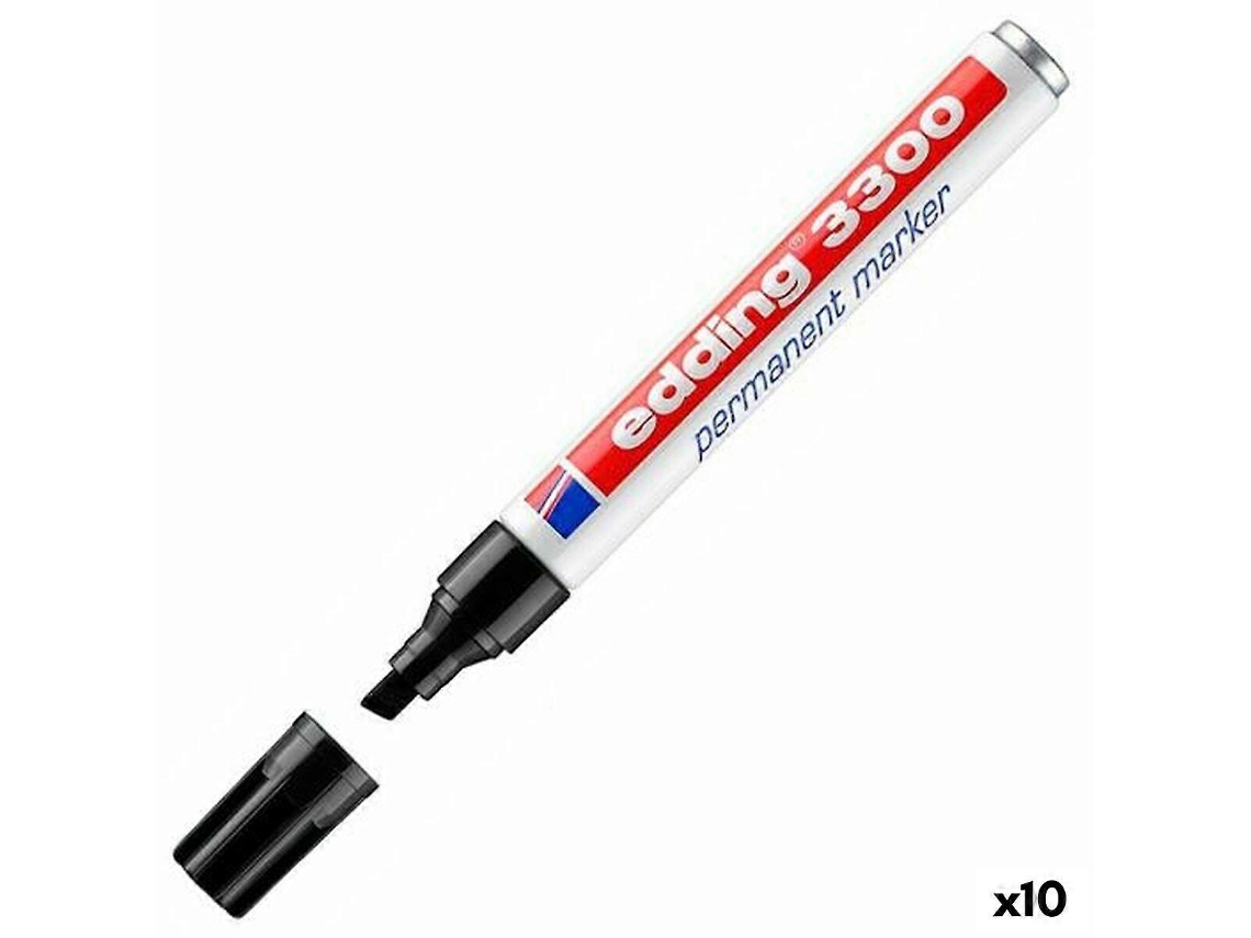 Marcador Permanente Preto Edding 3300 Olysi Shop (10 Unidades)