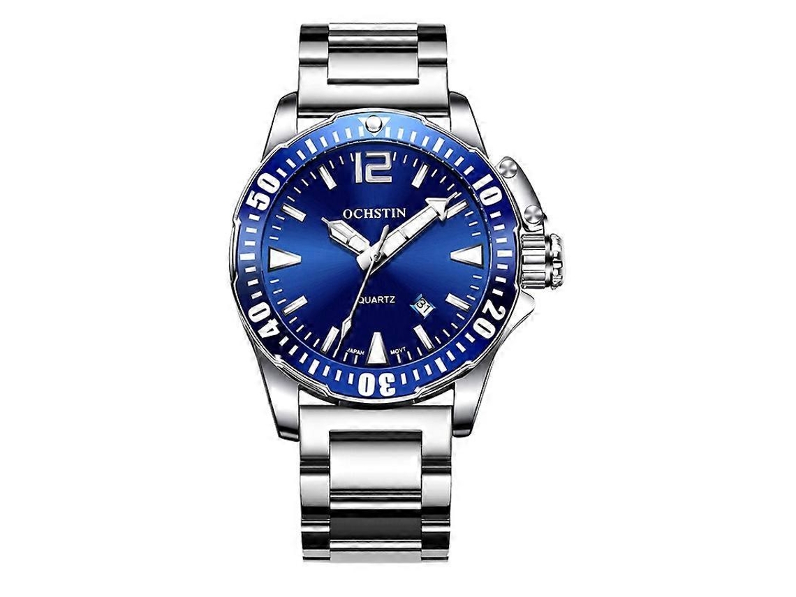 Relógio Masculino Multifuncional Ochstin 7002b Com Movimento De Quartzo, À Prova D'água E Com Pulseira De Aço Luminosa.
