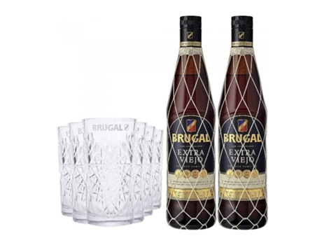 2 Garrafas Brugal Extra Viejo 6 Copos BRUGAL & CO.