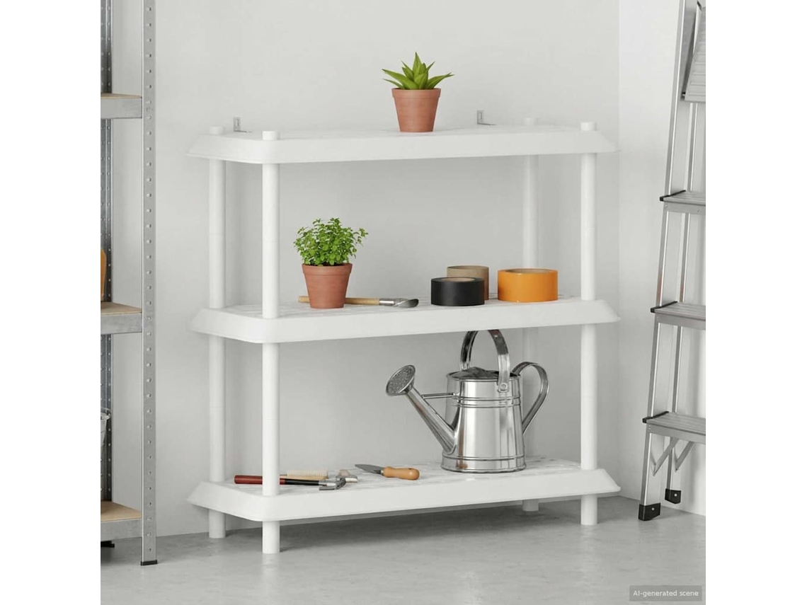 Vidaxl Unidade De Estante 3 Níveis 100 X 40 X 96 Cm Pp Branco