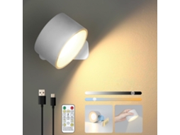 Candeeiro De Parede Recarregável Via Usb – Luz De Leitura Led Para Cabeceira, Portátil, Luz Noturna Com Ajuste Por Toque – Branca