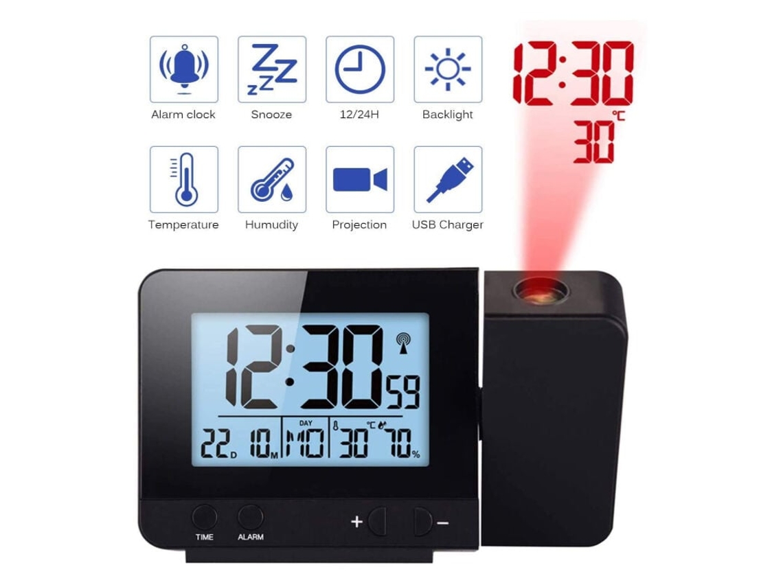 Despertador Digital com Projeção de Temperatura e Umidade BRILVIBERA