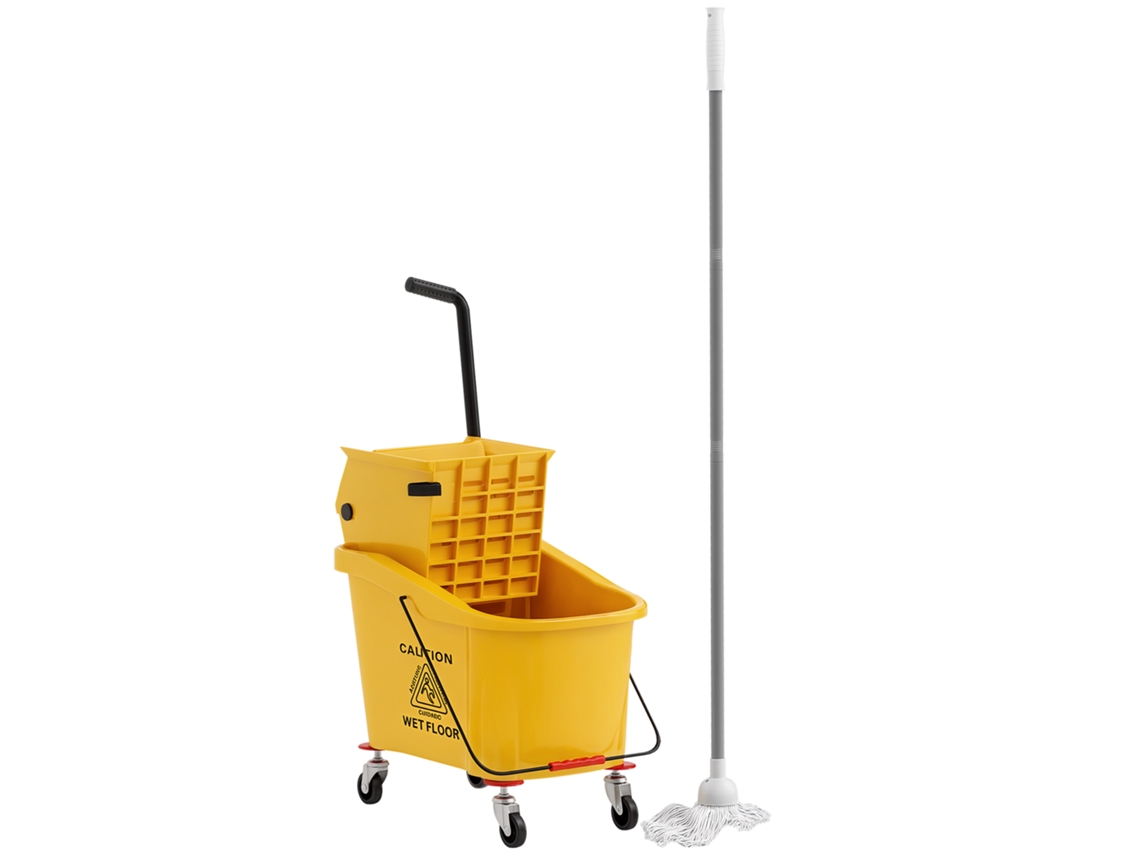 Balde Profissional para Lavar Pisos 36l com Mop,torcedor,rodas e Alça.55x37x65 Cm.amarelo BTFORUS
