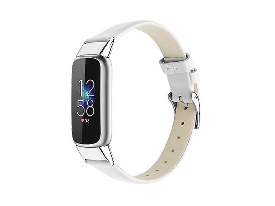 Lurelia Fitbit Luxe Strap Pulseira De Couro Branco, Acabamento Moderno