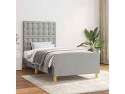 Vidaxl Estrutura De Cama C/ Cabeceira Tecido 80x200 Cm Cinza-claro