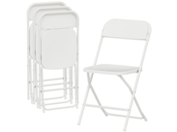 Conjunto 4 Cadeiras Dobráveis de plástico e metal, furos de drenagem, 45x49x79,5cm Branco | S/MARCA
