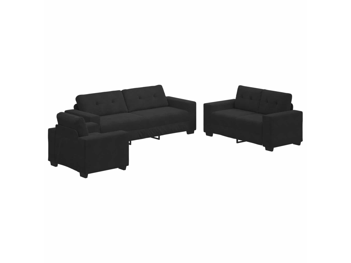 Maison Exclusive - Conjunto De Sofás 3 Unid. Preto Veludo