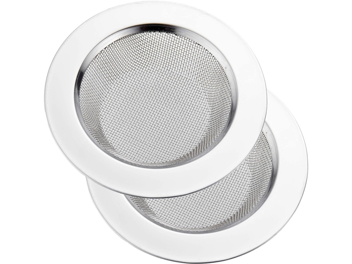 Conjunto De 2 Filtros De Pia, Com 11,4 Cm De Diâmetro E Borda Larga, Em Aço Inoxidável, Adequados Para Pias