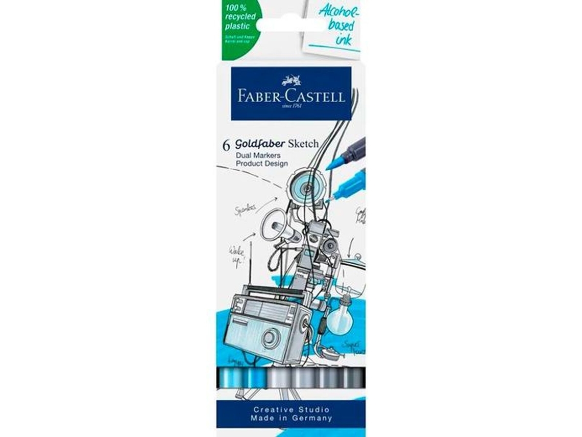 Conjunto de Canetas de Feltro FABER-CASTELL Goldfaber Sketch Product Design Duplo 6 Peças