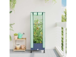 Vidaxl Jardineira Com Cobertura De Estufa E Rodas Cinza Azul Pp