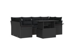 Conjunto 7 Conjunto De Sofá Modular Vidaxl Preto Vime Pe (100 X 55 X 73 Cm)