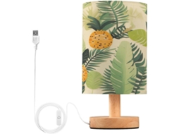 Abajur De Cabeceira Em Formato Abacaxi Com Folhas Palmeira, Para Quarto, Con Portas de Carregegamento USB C, Luminária de