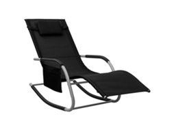 Espreguiçadeira Chaise Longue Textilene Preto e Cinzento