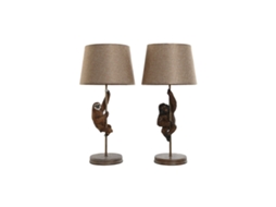 Luminária de Mesa Home Esprit Metal Resina Marrom 50 W 220 V 26 x 26 x 53,5 cm (2 Unidades)