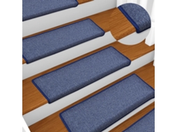 Vidaxl Tapetes De Escada 15 Peças 65x21x4 Cm Azul Com Borda Retangular