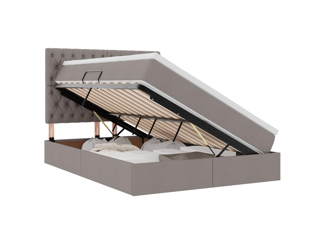 SYFAX™ Cama de Armazenamento Led com Colchão Cinzento acastanhado