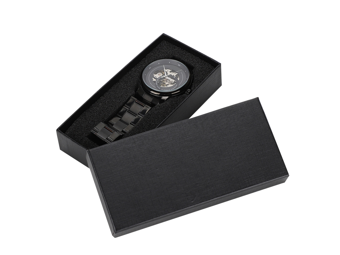 Relógio Automático Masculino de Pulso com Mostrador Redondo Oco Estilo Casual Tipo B