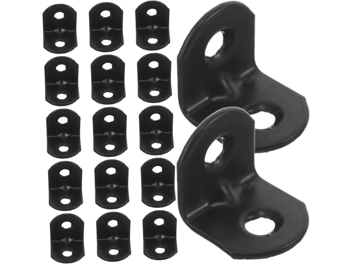 Conjunto De 100 Suportes Canto Em Ferro Preto Para Prateleiras Madeira Ou Parede