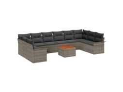 Maison Exclusive - Conjunto De Sofá De Jardim 11 Pcs Cinzeto Vime Pe