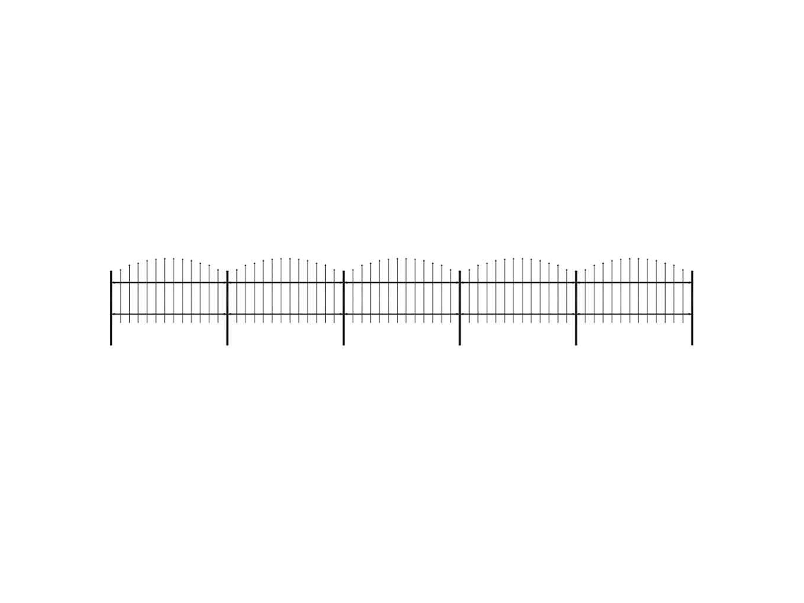Vidaxl Cerca De Jardim Com Topo Em Forma De Lança Em Aço 838x125 Cm, Preta