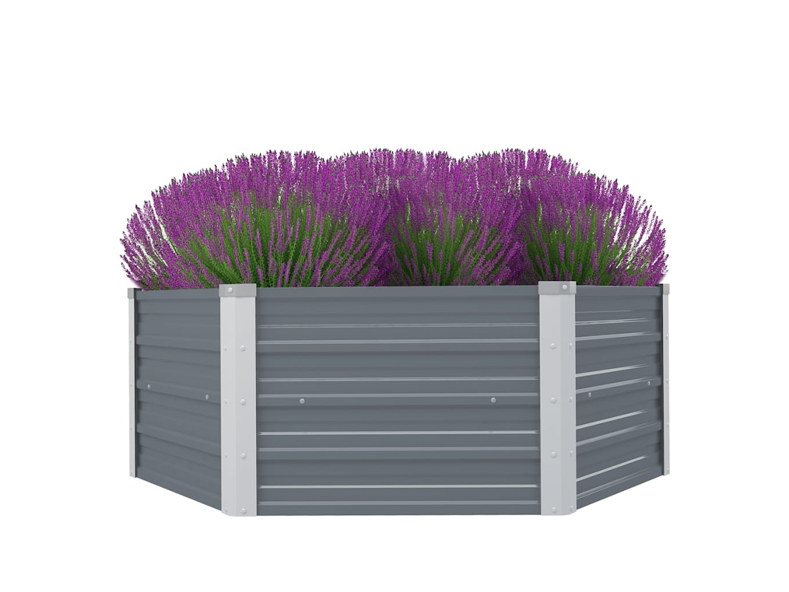 Vidaxl Canteiro Jardim Elevado 129x129x45cm Aço Galvanizado Cinzento
