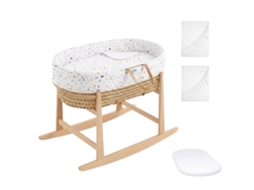 Berço Completo para Bebé COOL DREAMS (capa de Algodão Zenith Granite + Colchão Perfurado + Estrutura de Baloiço + 2 Berços Impermeáveis Gratuitos)