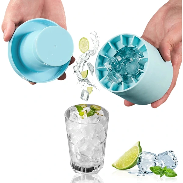 Forma De Gelo Silicone Com Tampa, Recipiente Reutilizável Para Fazer Cubos De Gelo, 60 Cubos(azul, 8, 5 X 9 8 Cm)